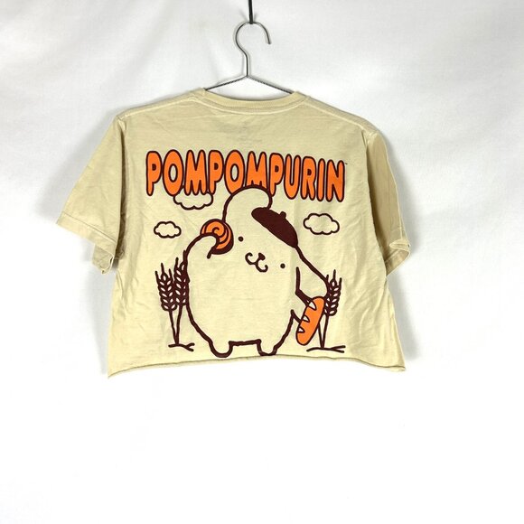 Sanrio Pompompurin Cut Cropped T Shirt Cream M French Bread - Picture 2 of 5